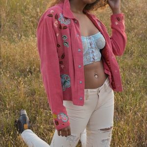 Vintage Embroidered Suede Jacket